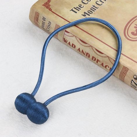 Attaches magnétiques pour rideaux - 12 couleurs, corde en polyester renforcée - pour salon, chambre, salle à manger et salle de bain, lot de 4, bleu roi (1/5)