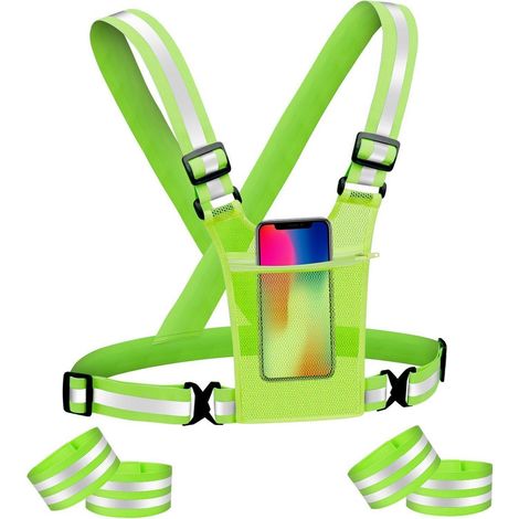 Gilet de sécurité réfléchissant haute visibilité avec poche téléphone réglable (1/5)