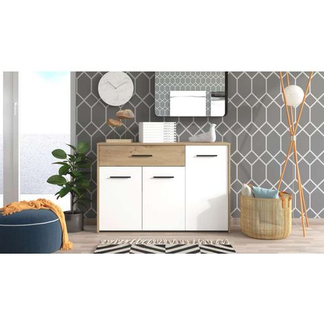 Madia Tripla Anta in Rovere e Bianco - Stile Minimal e Pratica (1/5)