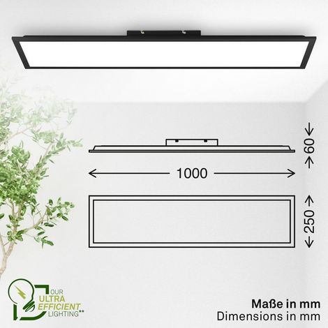Briloner Panneau LED avec Source Lumineuse CEE A 100x25x6 cm 12,6W 2860lm 3000K-6500K CCT Dimmable Télécommande Rétroéclairage Noir - Plafonnier Salon Cuisine Bureau