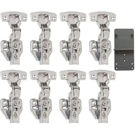 Standard-Auflagescharniere, 110°-Standardscharniere zur Vollaufputzmontage mit integriertem Soft-Close- und automatischem Schließmechanismus, Scharniere für Küchenschranktüren, 8 Stück (1/5)