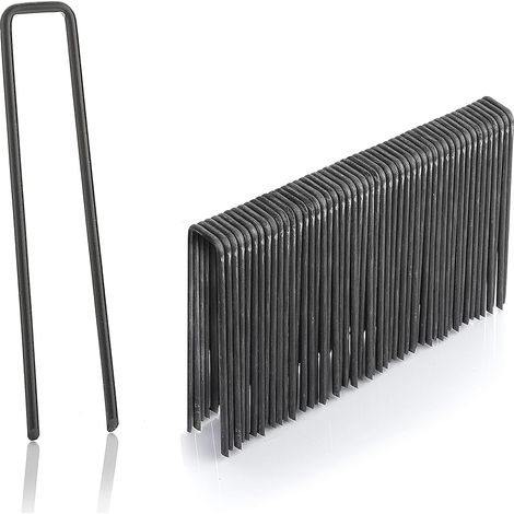 50 Erdanker 150mm lang, 40mm breit, Ø 2,5 mm, Befestigungsanker Bodenanker für den Garten aus unverzinktem Stahl, Erdnägel Heringe zur Befestigung von Unkrautvlies, Kunstrasen (1/5)