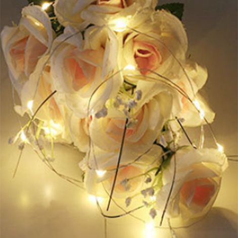 20 Meter lange Lichterkette aus Kupferdraht, 200 LEDs, warmweiß, mit USB-Fernbedienung (1/5)