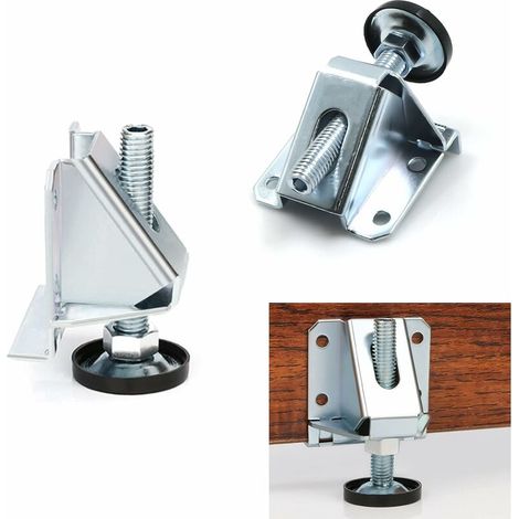 Pied de Nivellement pour Mobilier Pieds Vérin de Meuble—Niveleur de Pieds de Meubles Réglables, Pieds de Nivellement pour Armoires, Tables et Autres Meubles, Argent 2 Pièces