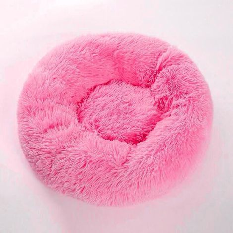 SABIR Couverture de lit ronde en molleton doux pour animal de compagnie Lit pour chat endormi Lit pour chiot rose - 50 cm (1/5)