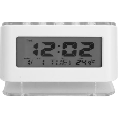 Horloge LCD avec date et température, affichage électronique rétroéclairé, réveil silencieux avec minuterie de compte à rebours. (1/5)