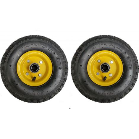 X 2 Roue de Chariot / Diable gonflable 3.00-4 (260x85) 160Kg Ø 20mm (1/5)