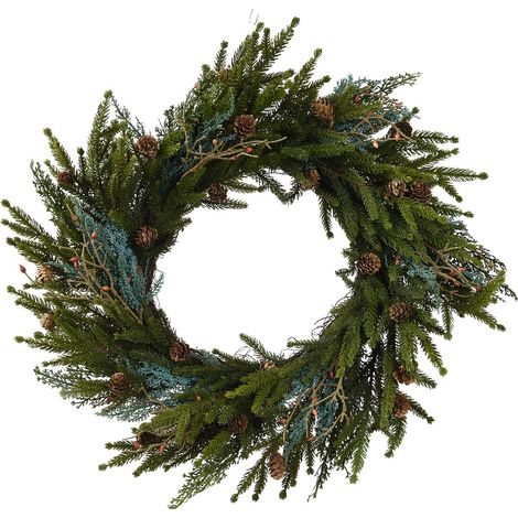 Weihnachtskranz Grün mit Zapfen Ø 60 cm Höhe 15 cm - Kunststoff