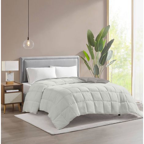 Piumino invernale caldo piumone 3 misure double face microfibra anallergico Tortora/Panna - 2 Piazze (1/4)
