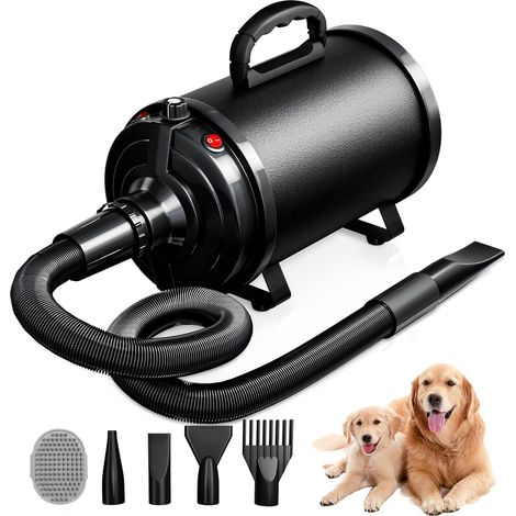 Sèche-Cheveux pour Chien Blower - Très Silencieux - 4,5 CV / 3200 W - Moteur réglable - Souffleur de Soins pour Chien avec 4 Buses différentes - Tuyau élastique et Brosse d'entretien (1/5)