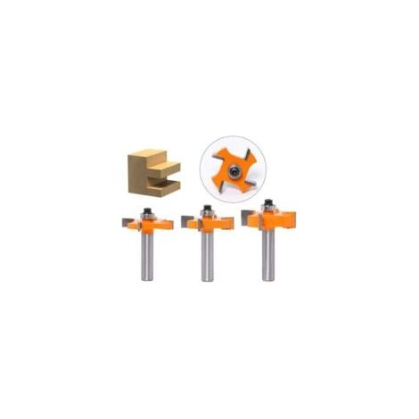 3-teiliges Nut- und Feder-Fräserset – 4 Klingen – 8-mm-Schaft – Holzbearbeitungswerkzeug – Türen, Tische, Regale – Crezuo (1/3)