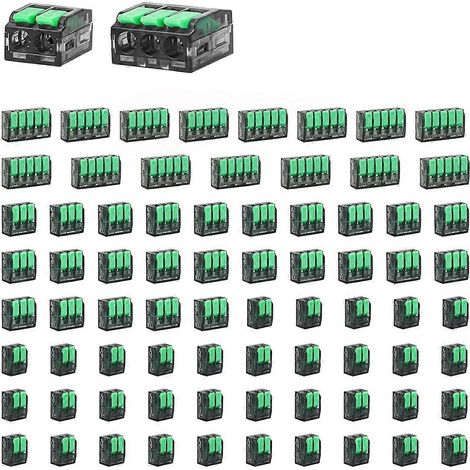 Kit de 75 connecteurs à levier pour fils électriques, connecteurs à insertion rapide pour câbles électriques 24-12 AWG, compatible avec 2, 3 et 5 conducteurs. (1/5)