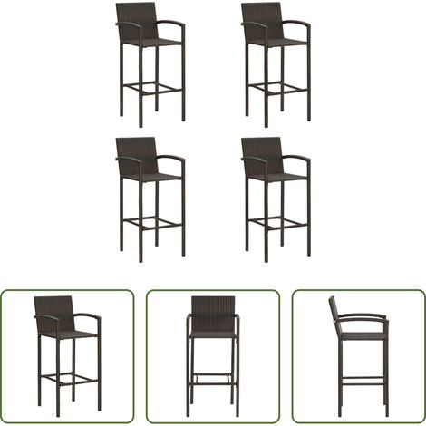 Gartenstuhl -  Barhocker 4 Stk. Braun Poly Rattan (1/5)