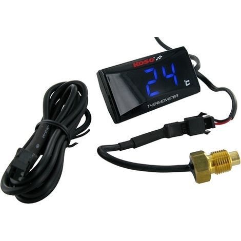 Indicador de temperatura del motor (termómetro) Koso resistente al agua, pantalla súper delgada de color azul (EL).