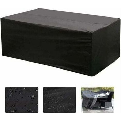 Gartenmöbel-Abdeckung, 213 x 132 x 74 cm, für den Außenbereich, wasserdicht, winddicht, staubdicht, 210D Oxford-Gewebe, schwarze Möbelabdeckungen mit Schlossschnalle, Schutzplane für Tisch, Stuhl, Möb