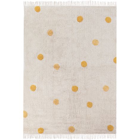 Alfombra de habitación infantil 140 x 200 cm motivo lunares beige y amarillo Dardere (1/5)