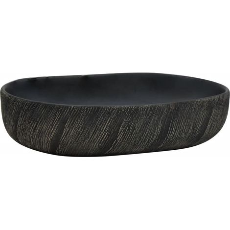 Maison Exclusive - Lavabo da Appoggio Nero Ovale 59x40x14 cm Ceramica