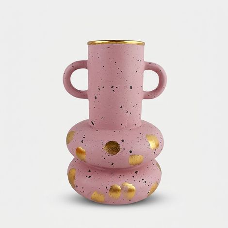 Vaso grande decorativo in ceramica con anelli Pink&Cozy (1/2)