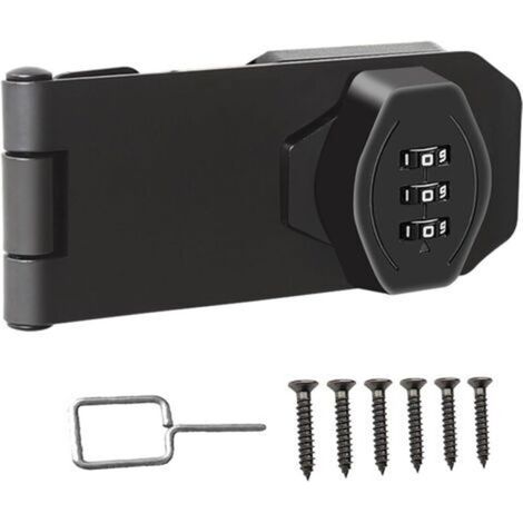 ALLIANDISSerrure à combinaison, serrure de porte intérieure, convient pour armoires, portes de grange, garages, 4 pouces noir (1/4)