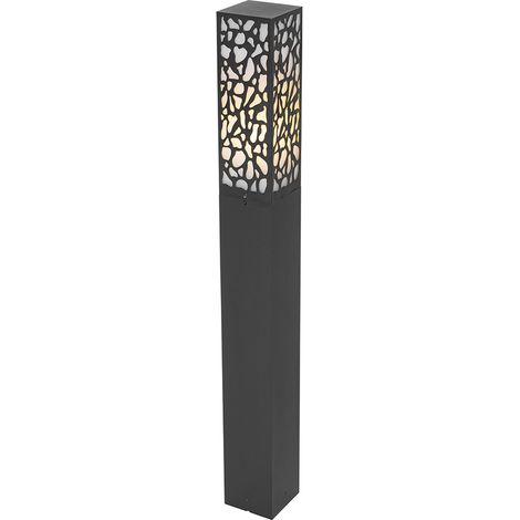 Qazqa – Borne d'extérieur noire 90 cm IP44 – Aluminium – Culot E27 – Dimmable – Pour espaces extérieurs abrités