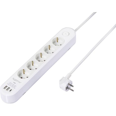 Sygonix SY-6862696 Multipresa con interruttore 5 scomparti Bianco Schuko 1 pz. (1/5)