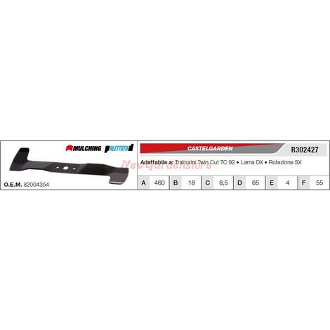 Lama CASTELGARDEN  trattorino tagliaerba rasaerba tosaerba TWIN CUT TC92 R302427