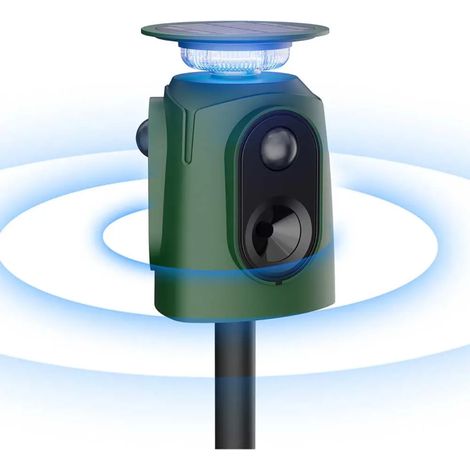 Répulsif Électronique Solaire 360° à Ultrasons et Flash - Étanche IP65 (1/5)