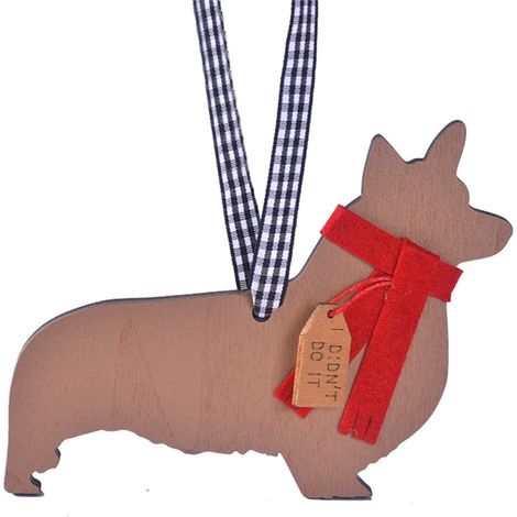 Pendentif Chien - Décoration Arbre De Noël En Bois - Résistant Aux Chocs - Style Minimaliste Monochrome - 1 Pièce (1/2)