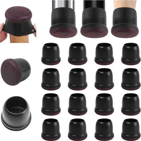Paquete de 16 pequeños protectores de piso forrados de fieltro de silicona negra, tapas de goma para patas de sillas, cubiertas para patas de sillas, almohadillas protectoras para patas de muebles, si