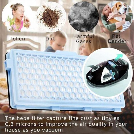 Filtre 3 pièces - Filtre d'aspirateur remplaçable - Convient pour le jeu de filtres HEPA Miele Classic Compact C1 Complete / C2 / C3 - Pièces d'aspirateur