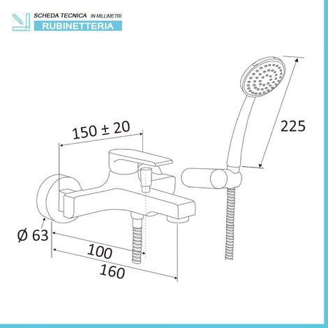 Miscelatore vasca cromato Mariani serie Artic kit doccia incluso (1/4)