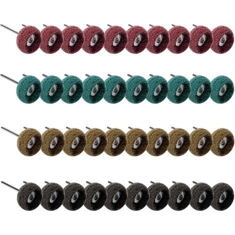 Lot de 40 roues de polissage abrasives pour outil rotatif Dremel, meuleuse d'établi à bois, grain 80/150/240/300 (1/5)