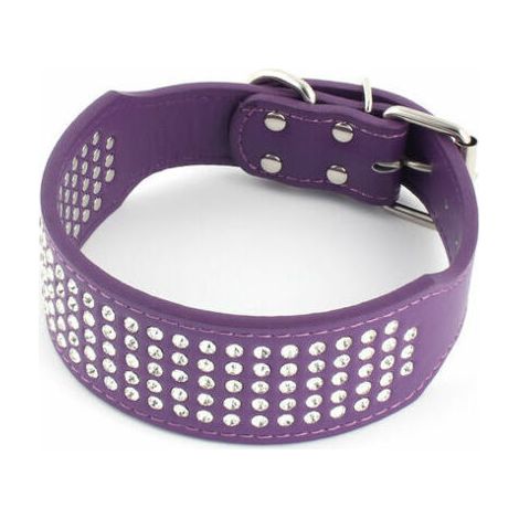 BUNTHAUS Pet Faux Cuir Bling Chiot Chien Ceinture Réglable Formation Décor Collier Violet XS (1/5)