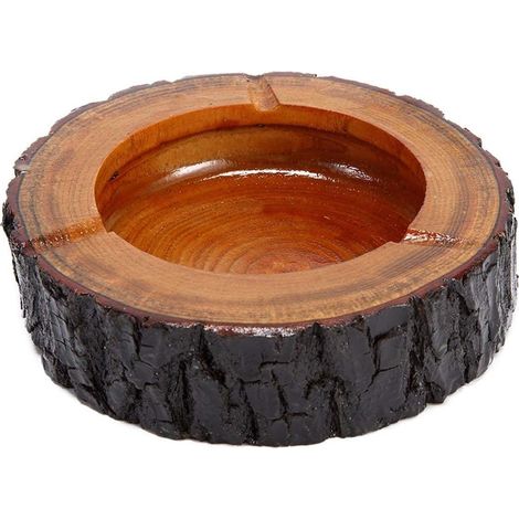 Cendrier rond original en bois de 14 cm (5,5 pouces) pour cigarettes, utilisable à l'intérieur comme à l'extérieur. (1/5)