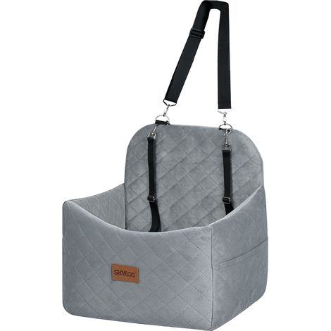 Skylos Pet Booster Dog Car Seat Safe Travel Carrier Bed Bag Basket Puppy Grey