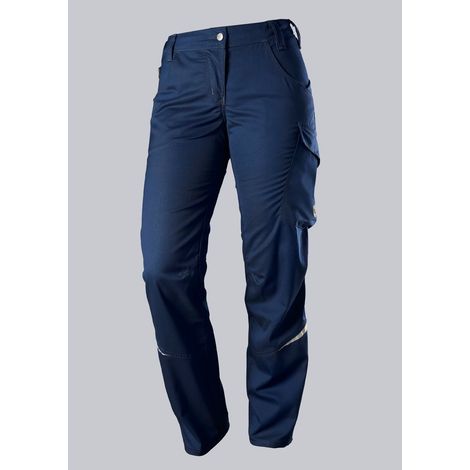 Pantalon de Travail Femme ete Multipoches - Coupe Ergonomique Taille Extensible - Polyester/Coton - Taille 40 - Bleu Nuit (1/2)
