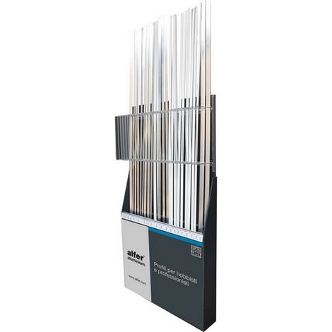 1PZ ESPOSITORE PROFILI ALLUMINIO SATINATO 210 PEZZI cm. 200 (1/2)