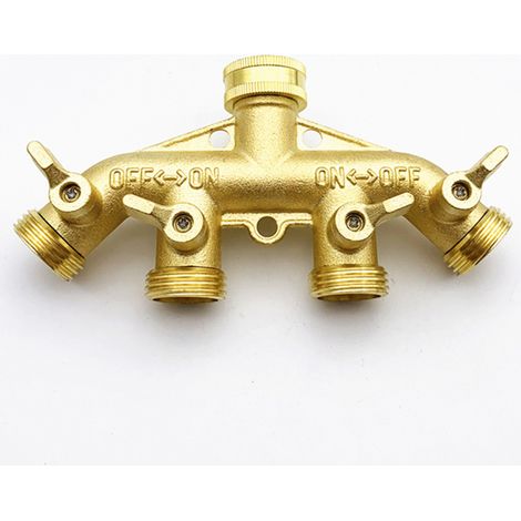 4-Wege-Verteiler für Gartenarmaturen, aus robustem Messing mit Einzelschaltern – 3/4"-4-Wege-Verteiler für die Gartenbewässerung
