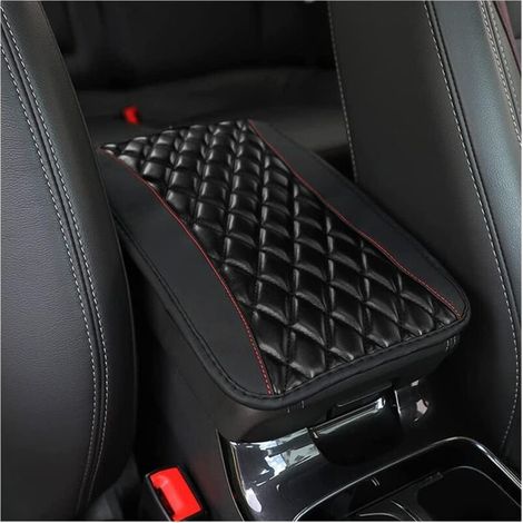 Auto-Armlehnenkissen aus Leder, wasserdichtes Sitzarmlehnenkissen, komfortables Autozubehör für die meisten Pkw, Transporter und SUVs (Schwarz) (1/5)