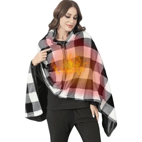Couverture Chauffante USB, 150 x 85cm,Couverture Électrique, Couvertures Plaid Chauffant avec 3 Niveaux de Chauffage, Portable,Lavable en Machine,noir