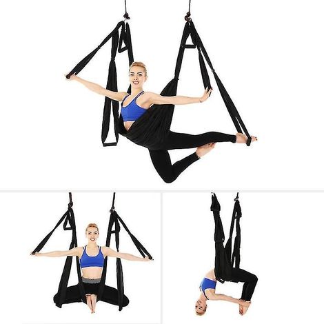 Aktive Seiden-Hängematte und Schaukelset für Aerial Yoga zur Verbesserung von Umkehrhaltungen, Flexibilität, Stärkung der Rumpfmuskulatur und Linderung von Rückenschmerzen – Sensorische Schaukel – Sch