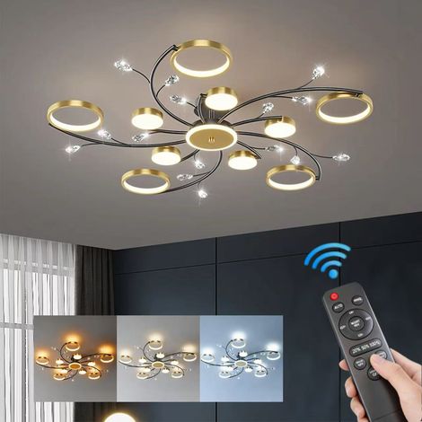 Plafonnier rétro, luminaire décoratif LED, suspension encastrée, convient aux salons, chambres et salles à manger (10+1, lumière tricolore) (1/5)