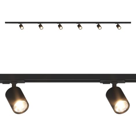 Binario top light mono yarikit 200 ne gu10 led lampada soffitto faretti spot orientabili moderno, colore nero