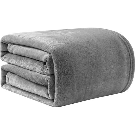 Couvertures et Plaids Gris 150x200cm Couverture en Flanelle, Couverture Chaude de Canapé, Jete de lit, utilisable des Deux côtés (1/5)