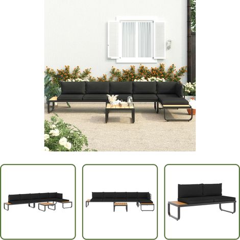 Canapé aluminium - Canapés d'angle de jardin 4 pcs et coussins Aluminium et WPC (1/5)
