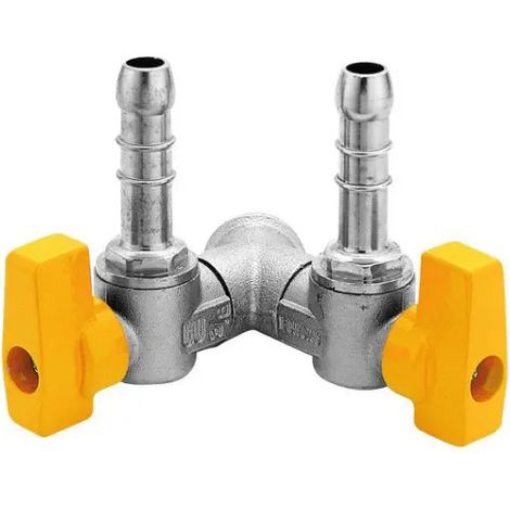 Rubinetto gas in ottone a squadro con farfalla per metano a due vie 1/2x14 ENOLGAS