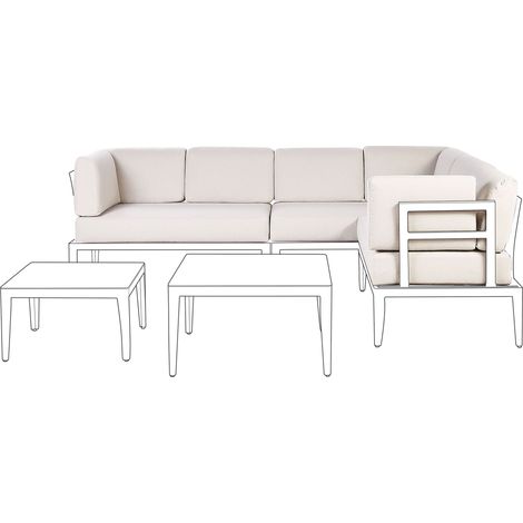 Ensemble de Housses de Coussins pour l'Extérieur Siège et Dossier de Canapé Beige Clair Rima III