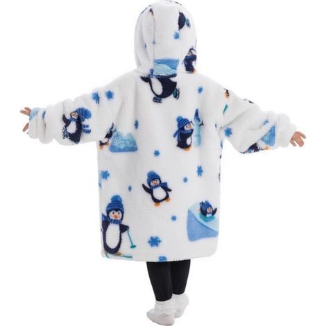 Couverture à Capuche - - Manchot - Douce et Confortable - Taille Unique 3-6 Ans - Lavable en Machine (1/4)