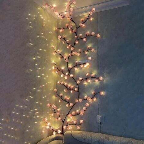 Branche lumineuse LED en forme de fleur de cerisier, avec 144 LED, télécommande et 8 modes d'éclairage, idéale pour un usage domestique. (1/5)