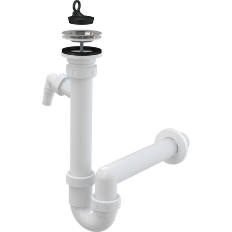 Sifone per lavello con raccordo, filtro in acciaio inox DN70 (1/3)